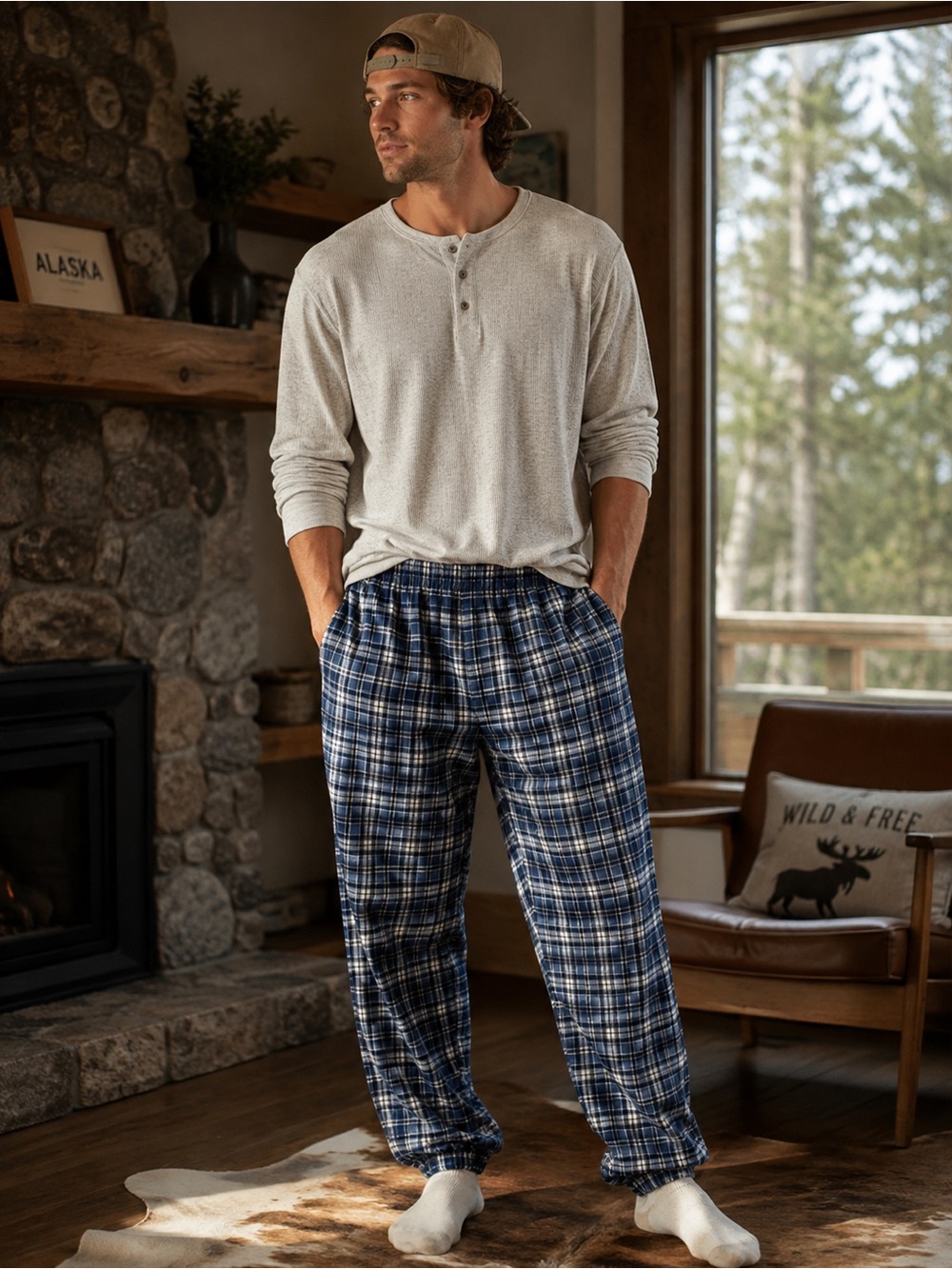 Vintage 1990’s Fruit of the Loom Navy and White Plaid Sleep Pants XL like new